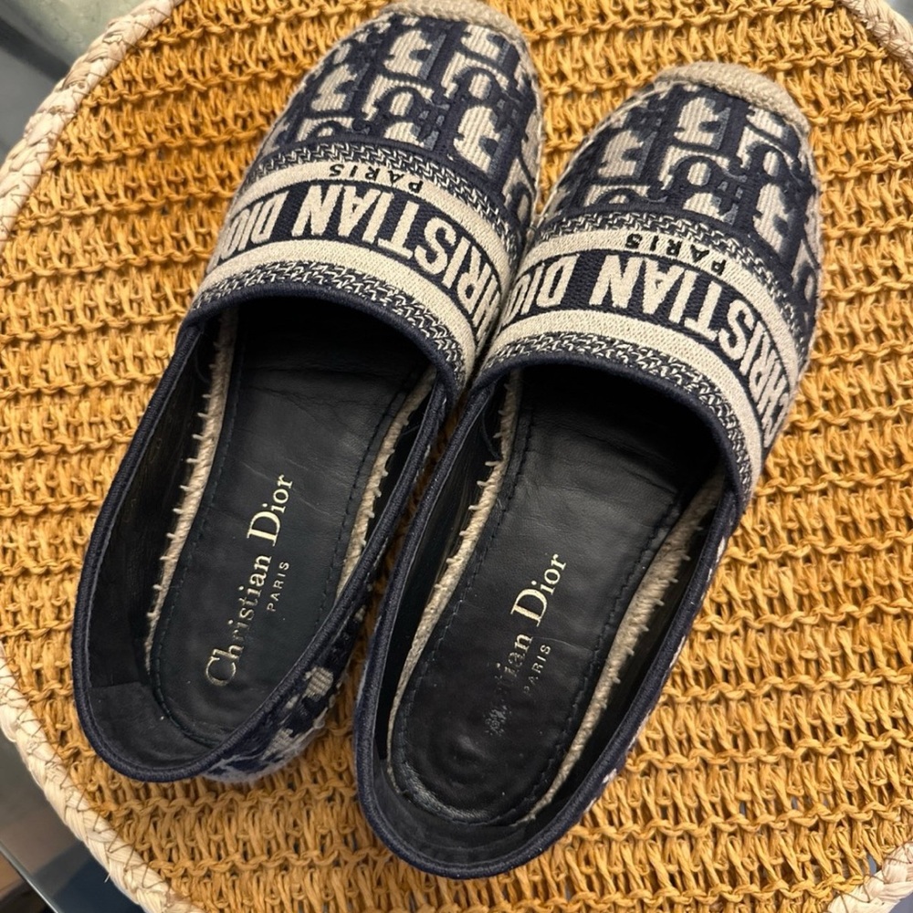 Dior Navy and Cream Espadrilles - Picture 4 of 7